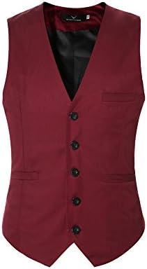 YOUTHUPMen's Waistcoat Slim Fit Formal Wedding Suit Vest with Multiple Colours