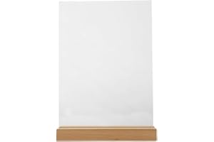 QOCUILC A5 Acryl Tischaufsteller | Doppelseitige Werbeständer | T-Ständer mit Holzsockel | Ideal für Restaurant, Hotel, Büro & Hochzeit | Transparenter Schildhalter | Professionelles Display