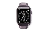 dbramante1928 Echtleder-Uhrenarmband für Apple Watch (42/44mm) [Modell: Copenhagen I Vollnarbenleder I Handgefertigt I Schwarz / Space Grau] - AW42BLSG0878