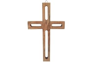 Belexy Wooden Wall Hanging Jesus Cross Wall Art Décor Large Cross Christian Handcrafted Decorative Antique Design Religious Home Living Room Decor Accessories With Wall Hanging Hook - 10 inch