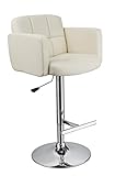 . Duhome Elegant Lifestyle Barhocker Kunstleder Creme Barstuhl mit Lehne Farbauswahl höhenverstellbar drehbar Tresenhocker - Typ 524S