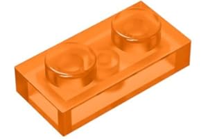 TTEHGB TOY Klassische Bauplatte 1x2, 200 Stück große Platten, kompatibel mit Lego-Teilen und Teilen 3023, kreatives Spielset kompatibel mit Allen großen Ziegelmarken (Farbe: transparentes Orange)