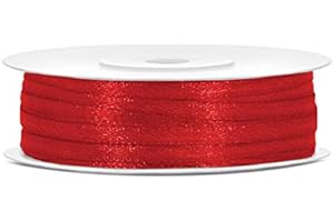 JAOW Ruban Satin Polyester Noeud et Emballage Cadeau 6/12/25/38/50/100mm x 25m (Taille 3mm x 50m - Couleur Rouge)