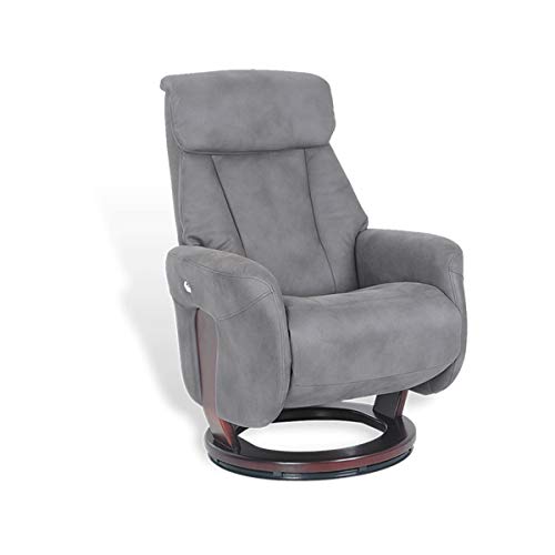 Mnd My New Design Athosfauteuil De Relaxation Manueltêtière Réglable Pieds Wenge Pivotant 360 Tissu Microfibre Gris Foncé Très élégant Et De