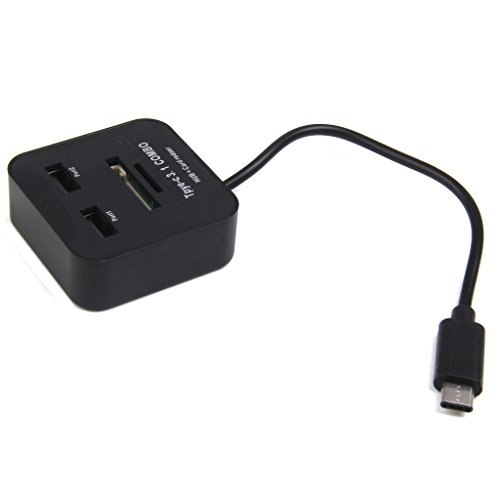USB 3.1 Typ C 2 Port USB 2.0 Hub TF Kartenleser Combo Splitter (Schwarz)