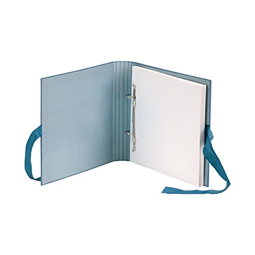 Rössler Papier Fotoringbuch (50 weiße Seiten, 25 Blatt, 23 x 21 cm) blau mit Schleife - 2