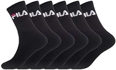 FILA Calzini Uomo Cotone Set di 6 Calze Sportive Uomo, Vestibilità Perfetta e Traspirante, Nero, Taglie 43/46