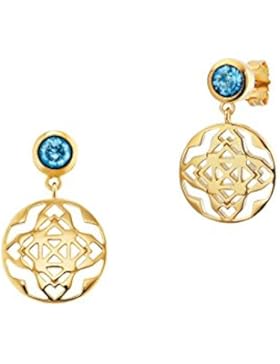 caï women Damen Ohrstecker 925 Silber gelb vergoldet Topas blau 2,14 cm