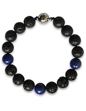Lava Armband, natürlich, rund, 10mm, mit Lapis Lazuli