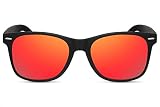 Cheapass Sonnenbrille Matt-Schwarz Rot-Gold Verspiegelt Klassisch Recht-Eckig UV-400 Plastik Damen Herren