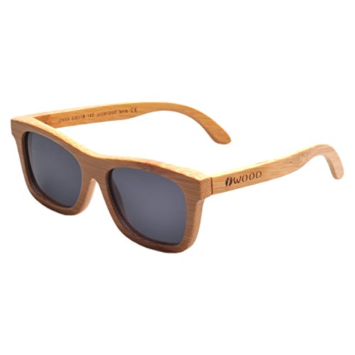 Iwood Handcrafted Moda de bambú carbonizado Marcos gris polarizado lente de las gafas de sol de madera
