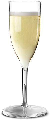 Econ Polystyrene Champagne Flutes 6.5oz / 185ml - Set of 4 | Strong Plastic Champagne Glasses