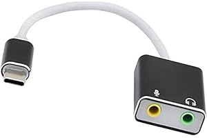 XMSJSIY USB C External Sound Card, 7.1 CH Audio Card Adapter,Type C External Stereo Sound Card with Jack 3.5mm Headphone and Microphone Jack for Laptop PC