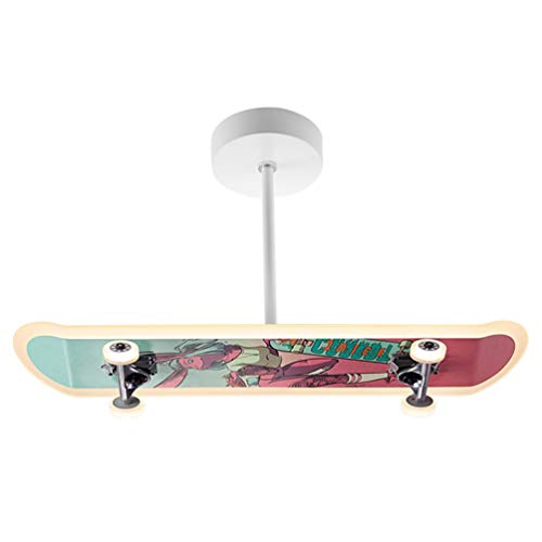 Preisvergleich Produktbild Skateboard Pendelleuchte LED Junge Kinderzimmer Pendellampe Acryl Lampenschirm Deckenleuchte 42W 3000K Warmes Licht 79cm*20cm, Style-B