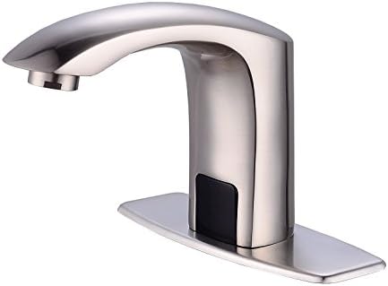 Automatic SensorYuetai Touchless Bathroom Sink Faucet with Hole Cover Deck Plate, Nickel Brush Finish,