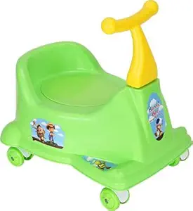 DIGIKART Scooter Style Baby Potty Seat with Wheel and Removable Tray for Kids | Available Wheel | Scooter(Age 3-30 Month) (Green)