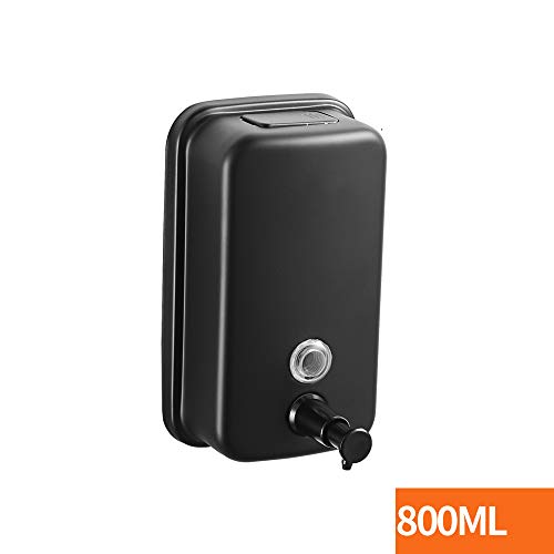 Preisvergleich Produktbild Unbekannt Seifenhalter Wandhalterung, Wandhalterung Seifenspender Bad oder Küche Manuelle Flüssigseife Edelstahl 500ML / 800ML / 1000ML / 1200ML,Black,B