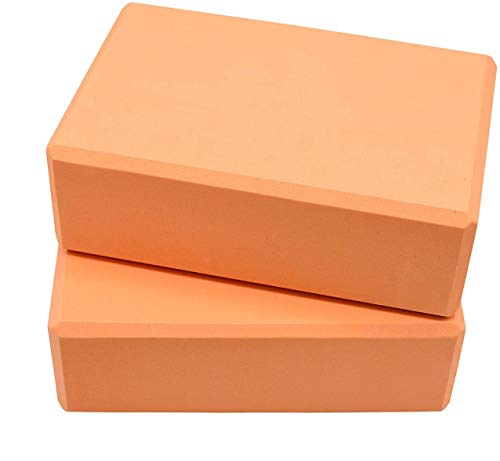MAXYOGA - Blocco per Yoga [2 unità] - 22,86 x 14,5 x 7,62 cm (9x6x3) Mattone ad Alta densità in Schiuma Eva, Ecologico e Leggero, Ideale per Stretching e Pose, Arancione
