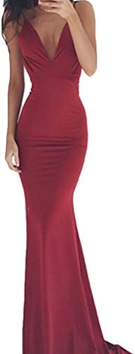 Evening Dress Long Elegant Red Women Mermaid New Cocktail Dress Backless Floor Length Shoulder-Length Sleeveless Empire Style Long Dress Prom Gown
