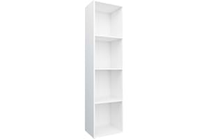 vidaXL Estantería Librería Convertible Mueble TV Estante Libros Vertical 4 Niveles Cubos Compartimentos Televisión Televisor Contrachapada Blanco