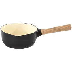 Berghoff Ron en Fonte émaillée Casserole avec Manche en Bois, Noir