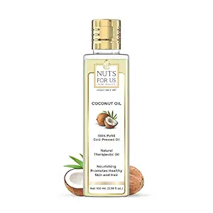 NUTS FOR US Cold Pressed Coconut Oil for Healthy Hair, Skin, Face Massage - 100% Pure Natural Virgin Nariyal Tail - 100ml