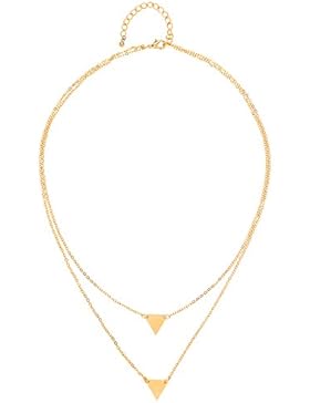 Front Row Damen-Kette goldfarben Dreieck Anhänger - Länge 42-46cm