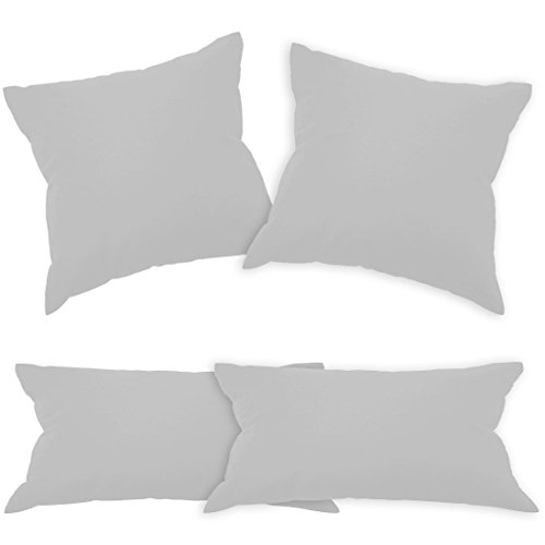 Qool24 BWLR Baumwolle Kissenbezug mit Reißverschluss in 2`er SET Bezug 28 Uni Farben und 19 Größen Grau 50x60 cm