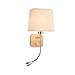 Produktbild Moderne Stoff Wandleuchte Wandlampen Nachttischlampe Segmentiert Knob Switch LED Scheinwerfer E27 Hauptlicht Wandleuchte Für Restaurant Bar Insel Gang Dekoration (Color : Wooden base)