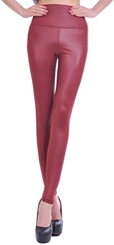 Women Sexy Wet Party Look Tight Shine Liquid Metallic Faux Leather Petite Tall High Waisted Leggings