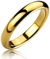 R4U 3mm 18K Gold Plated Comfort Fit Highly Polished Tungsten Carbide Dome Wedding Ring/ Band Size K