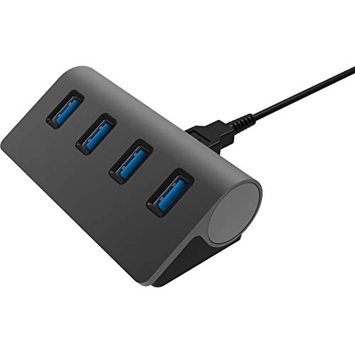 Sabrent Hub Premium 4 puertos de aluminio negro USB 3.0 (cable de 30 