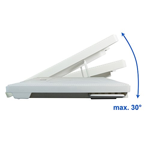 LS Notebook Kühler weiss LS-S500 | Laptop Cooling Pad Ständer| 5x Lüfter / Fan | mit 2 x USB HUB und blaue LED | 10-17 Zoll - 6