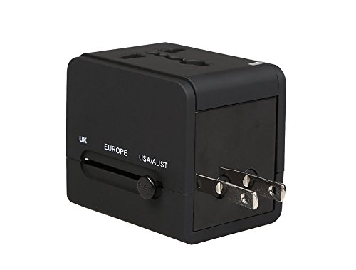 Alles-in-Einem-Weltweit-Universal-Reise-Adapter (Europa, UK, USA, Australien) Internationaler Stecker-Adapter mit USB Ausgängen 2.1A -Schwar - 2