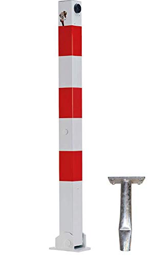 Preisvergleich Produktbild ABSPERRPFOSTEN 70x70mm Vierkantrohr, Umlegbar mit Profilzylinderschloß, zum Einbetonieren, ohne Ösen, Poller, Parkplatzsperre