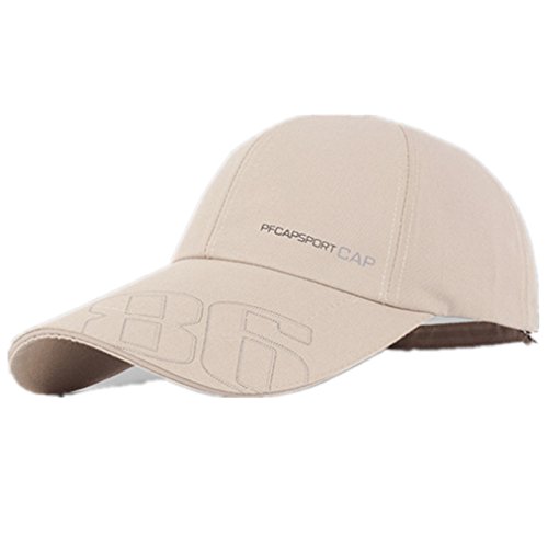 CareforYou Llanura 100% Sombrero Gorra de béisbol algodón Hombres Mujeres Sunbuster Largo Bill Cap Velcro Color sólido Ajustable, Beige