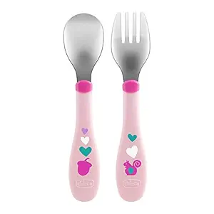 Chicco Metal Cutlery Girl Neutral, Assorted Colors