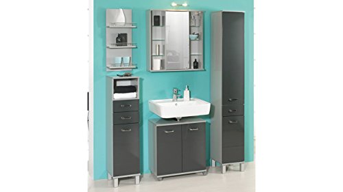SCHILDMEYER Waschbeckenunterschrank Dallas, Breite 60 cm anthrazit, silberfarben - 4