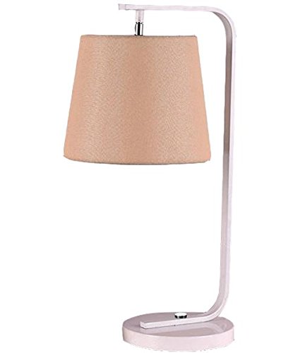 Preisvergleich Produktbild XINQITAIDENG Eisenrahmen Schreibtischlampe Holz Sockel Flachs Stoff Lampenschirm Leselicht Nachttisch Lampe, White