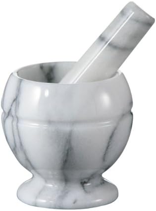 Small Size Mortar And Pestle Made Of White Marble Polished Finish
