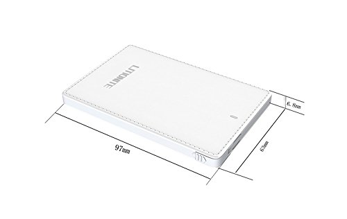 Litionite   Tessius Mini 2500mah Power Bank Batterie Externe Portable Poche Petit comme une carte de cr  dit avec c  ble USB Micro int  gr     Lightning iPhone Adaptateur cach    Chargeur Ultra Mince de secours Universel avec design moderne pour tous les mod  les Smartphone et Tablet  White 