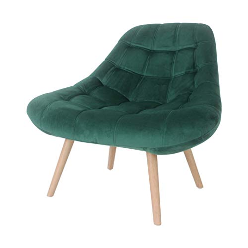 Zons MINAY Fauteuil 1 Place en Velours Vert Style scandinave avec Pieds en Bois