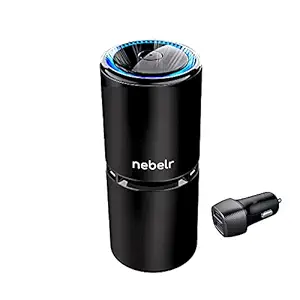 Nebelr Car Air Purifier Ionizer - 10 Million Negative Ions - Kills 99.9% Viruses - Removes PM2.5 & Dust - Designed in Japan - Bundle with Car Charger