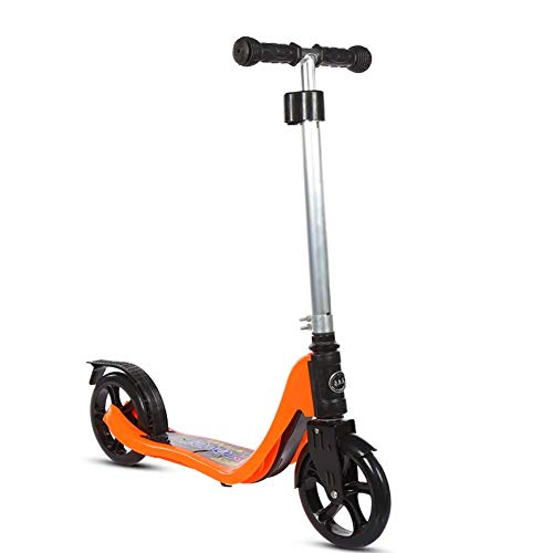 Preisvergleich Produktbild SCOOKTNE Tretroller für Erwachsene / Jugendliche / Kinder; Höhenverstellbarer Pendler-Roller mit großen PU-Rädern, nicht elektrisch, Kapazität 100 kg Roller (Farbe : Orange, größe : Onesize)