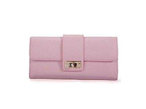 Preisvergleich Produktbild AAQwsde Universal Trifold Leder Lange Brieftasche Kartenhalter Lichee Muster Geldbörse (Pink)