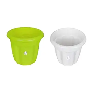 Kraft Seeds Gamla/Planter | Design Name | Royal Dutch Victoria | 10 Inch Pot | Assured Quality Home Garden Series | Serene Green & Pearl White Pot | 2 Plastic Hi-Class Planter