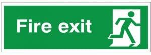 1 x Fire Exit Running Man Right Sign 300mm x 100mm - Rigid Plastic (FE.16E-RP)