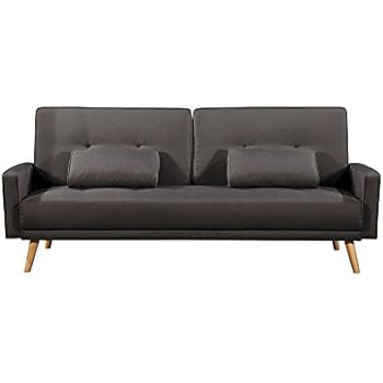 Loungitude Canapé Droit 3 Places Scandinave Convertible En Tissu Gris Foncé
