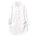 Produktbild Yvelands Damen Baumwolle T-Shirt Solide Langarmhemd Lässige Lose Bluse Button Down Tops(Weiß,XXXXXL)