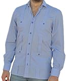  Camisa Guayabera Caballero Cuadro Vichy Celeste (XL)